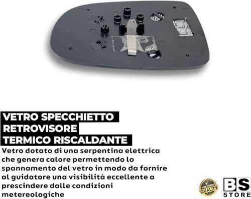 BSSTORE Piastra Vetro Specchio Retrovisore Termico Compatibile Con CORSA 2000-2006
