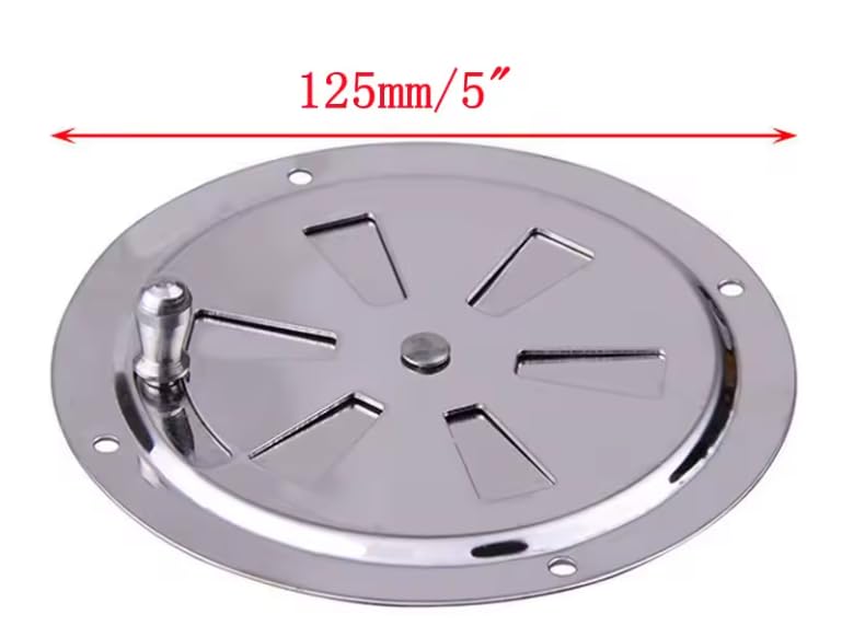 BSSTORE Griglia di Ventilazione Rotonda in Acciaio Inox, 125 mm, con Apertura Regolabile