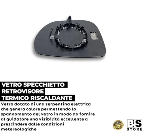 BSSTORE Piastra Vetro Specchio Retrovisore Termico Compatibile Con 500L