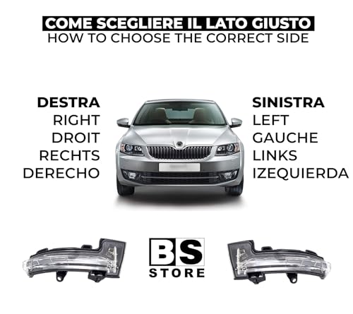 BSSTORE Freccia Specchietto Laterale Indicatore di Direzione LED per VW T-ROC 2017-2021, T-CROSS 2019, SK0DA OCTAVIA 2013-2020