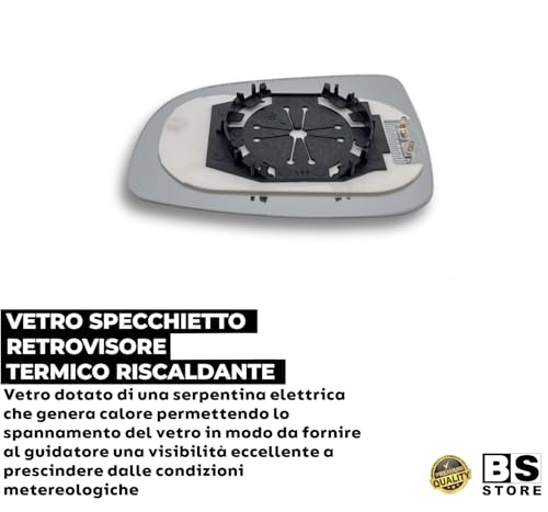 BSSTORE Piastra Vetro Specchio Retrovisore Termica Compatibile Con NOTE 2006-2013