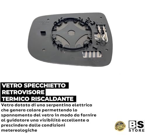 BSSTORE® Piastra Vetro Specchio Retrovisore Termico Compatibile Con Qashqai/Juke/X-Trail