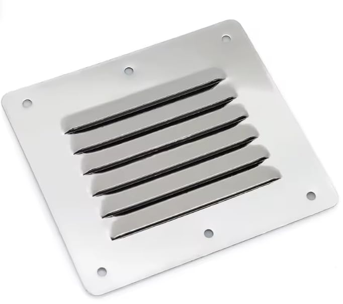BSSTORE Griglia di Ventilazione in Acciaio Inox, 115 x 127 mm, Design a Persianetta