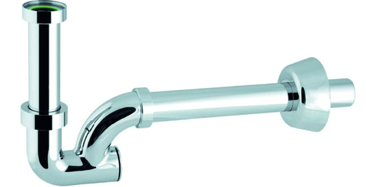 BSSTORE Sifone cromato per lavandino, entrata 1"1/4 x 100 mm, scarico diametro 32 mm, lunghezza 250 mm