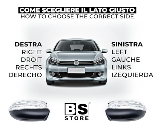 BSSTORE Freccia Specchietto Laterale LED per GOLF 6 2010-2012, TOURAN I 2010-2015