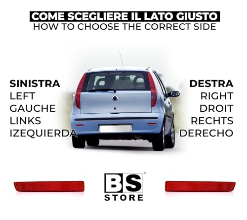 BSSTORE Catarifrangente Paraurti Posteriore per F. PUNTO (188) 2003-2012, CROMA SW (194) 2005-2007