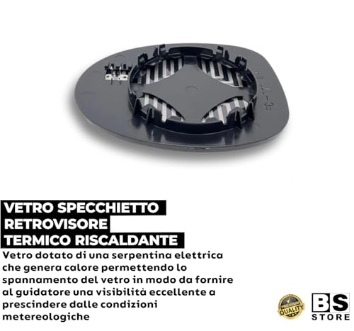 BSSTORE Piastra Vetro Specchio Retrovisore Termica Compatibile Con TWINGO 1993-2007