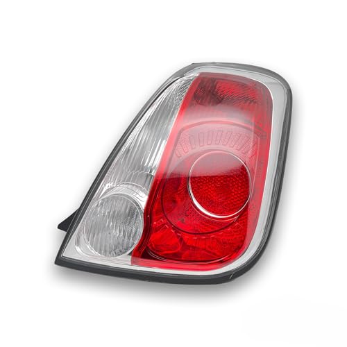 BSSTORE Fanale Posteriore Bianco/Rosso Con Bordo Nero Compatibile Con 500 2010-2015