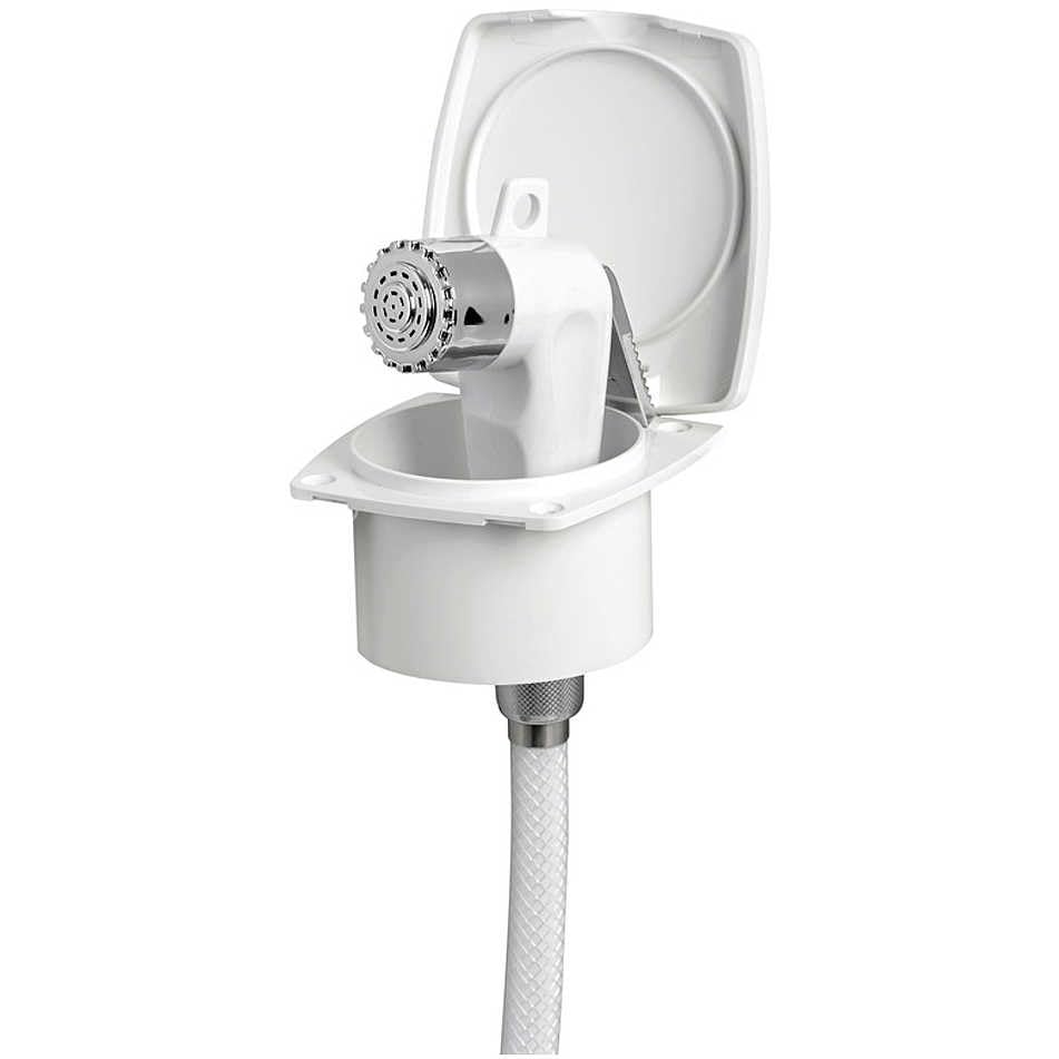 BSSTORE Doccia Con Box Integrato E Tubo Bianco Da Mt 4, Per Barca, Gommone, Camper