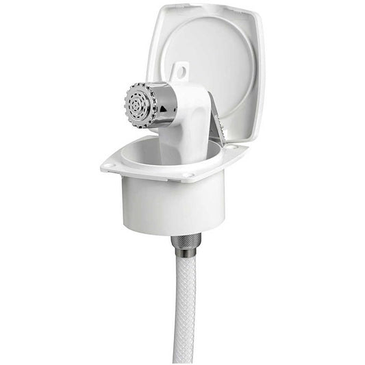 BSSTORE Doccia Con Box Integrato E Tubo Bianco Da Mt 4, Per Barca, Gommone, Camper