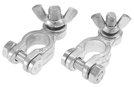 BSSTORE Morsetti per Batteria Nautica, Universali, in Ottone Lucidato con Galletto di Serraggio, Set di 2