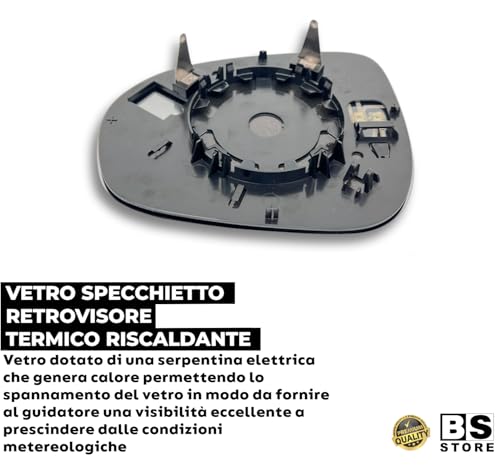 BSSTORE® Piastra Vetro Specchio Retrovisore Termico Compatibile Con 500X
