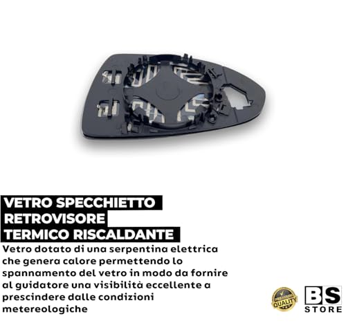 BSSTORE® Piastra Vetro Specchio Retrovisore Termico Compatibile Con CORSA 2015-2019