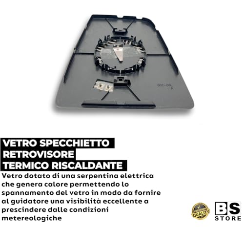 BSSTORE Piastra Vetro Specchio Retrovisore Superiore Termica Compatibile Con TRANSIT