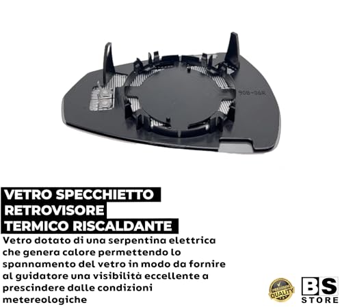 BSSTORE® Piastra Vetro Specchio Retrovisore Termico Compatibile Con A3 2012-2020/A3 Berlina 4 Porte 2013-2016