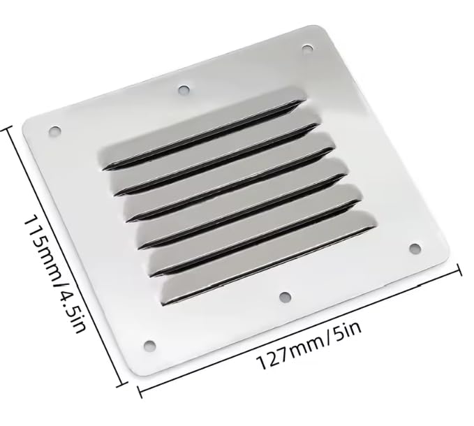 BSSTORE Griglia di Ventilazione in Acciaio Inox, 115 x 127 mm, Design a Persianetta