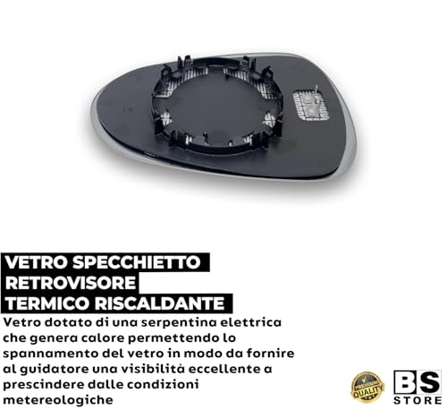BSSTORE® Piastra Vetro Specchio Retrovisore Termico Compatibile Con IBIZA | EXEO