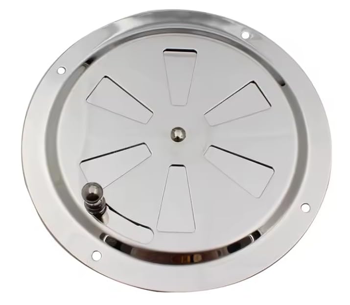 BSSTORE Griglia di Ventilazione Rotonda in Acciaio Inox, 125 mm, con Apertura Regolabile
