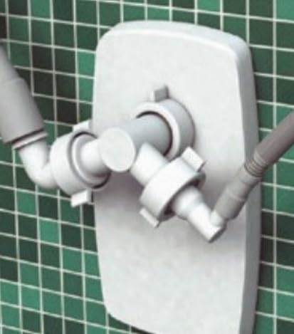 BSSTORE Attacco Doppio per Lavatrice Ø19/24 cm e Asciugatrice Ø12 cm, Bianco, Polipropilene