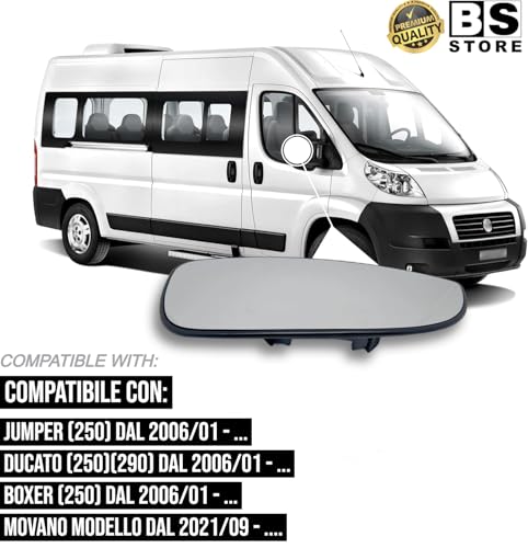 BSSTORE Piastra Vetro Specchio Retrovisore Inferiore Compatibile Con DUCATO - JUMPER - BOXER - MOVANO