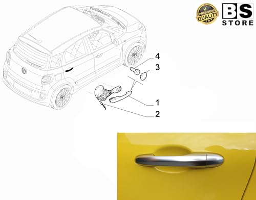 BSSTORE® Maniglia Apriporta Esterna Argento Compatibile Con 500L 2012 In Poi