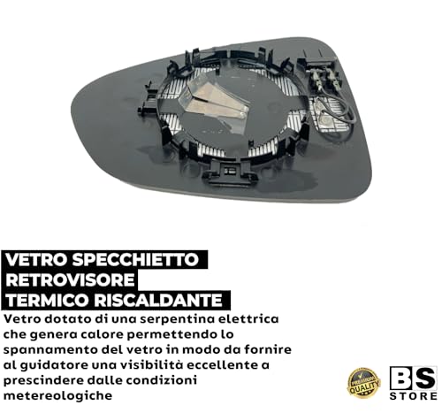 BSSTORE® Piastra Vetro Specchio Retrovisore Termico Compatibile Con Tipo 2015- In Poi