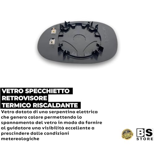 BSSTORE® Piastra Vetro Specchio Retrovisore Termico Compatibile Con 206 1998-2006