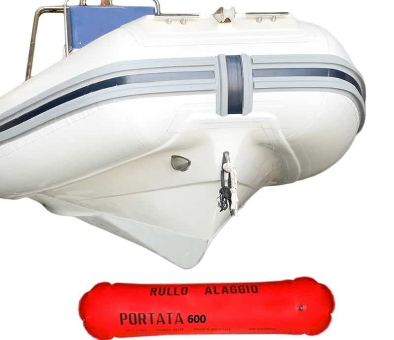 BSSTORE Rullo d’Alaggio Gonfiabile Rinforzato in PVC per Barca e Gommone – Ø 30 x 125 cm – Portata Fino a 600 kg – Robusto, Resistente e Facile da Trasportare