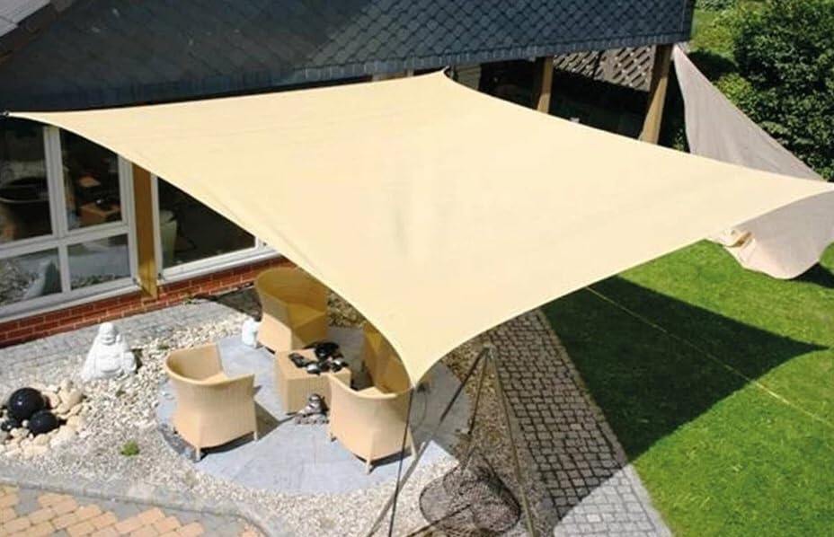 BSSTORE Vela Ombra Quadra Realizzata In Polietilene Alta Densità Beige Resistente Ai Raggi UV (Mt. 3x3)