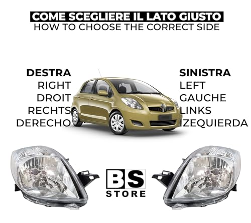 BSSTORE Faro Proiettore Anteriore H4 per T0Y0TA YARIS (XP9) 2006-2008
