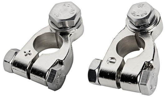 BSSTORE Coppia Morsetti Per amperaggi Elevati In Ottone Nichelato Con Bulloneria In Acciaio Inox
