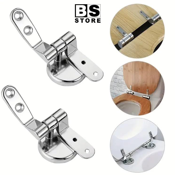 BSSTORE® Coppia Cerniere Universale Per Ricambio Del Sedile Tavoletta WC Completa Di Viti E Raccordi