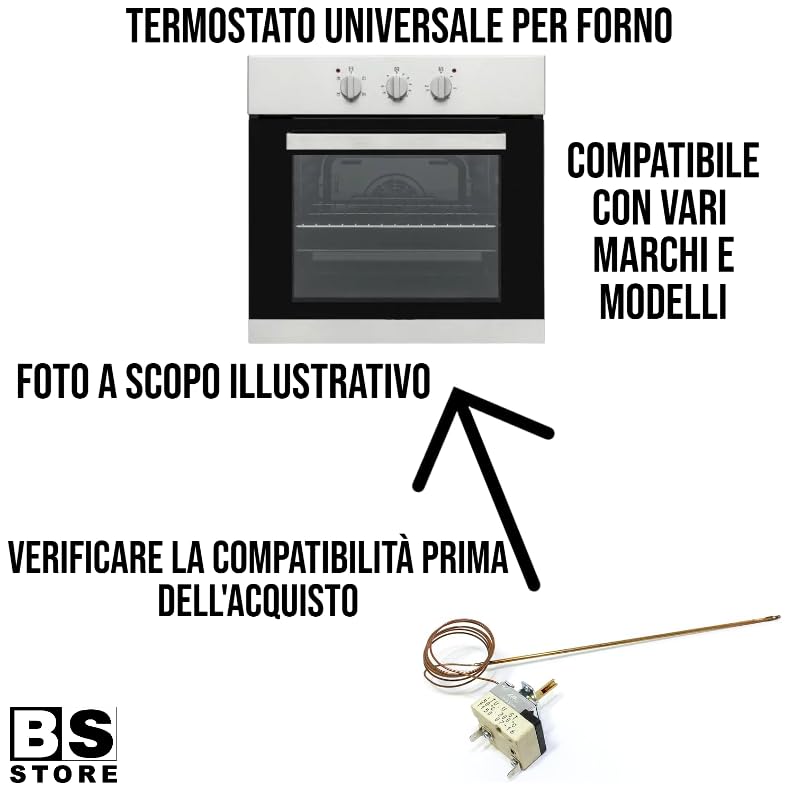 BSSTORE Termostato Forno TU V ST 50°-300°C Universale Compatibile Con Vari Marchi E Modelli