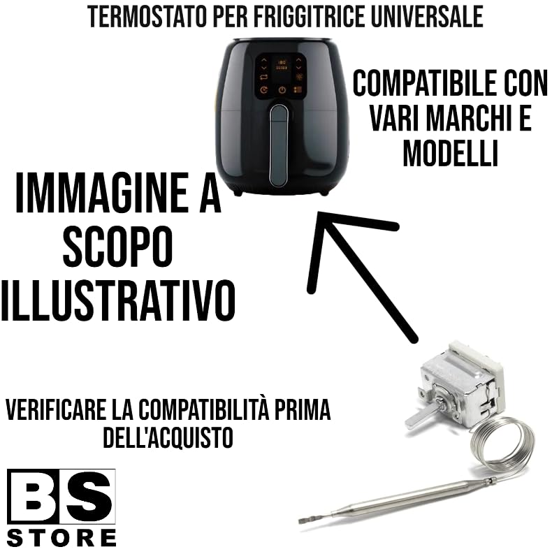 BSSTORE Termostato Friggitrice 180°C Equivalente A 55.17032.010 Universale Compatibile Con Vari Marchi E Modelli
