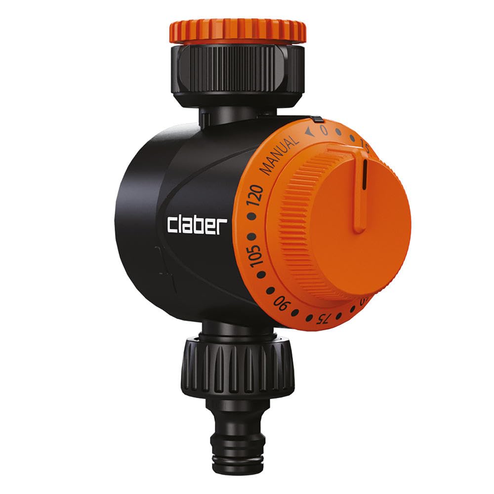 Claber Timer Meccanico per Irrigazione – Temporizzatore da Rubinetto 5–120 Minuti, Filtro Lavabile, Senza Batterie, Attacco Quick-Click