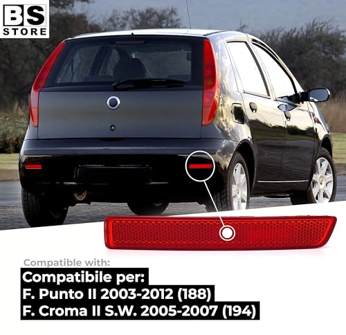 BSSTORE Catarifrangente Paraurti Posteriore per F. PUNTO (188) 2003-2012, CROMA SW (194) 2005-2007