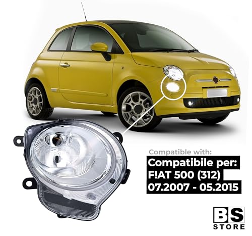 BSSTORE Fanale Proiettore Antinebbia Inferiore H1 per F!AT 500 (312) 2007-2015