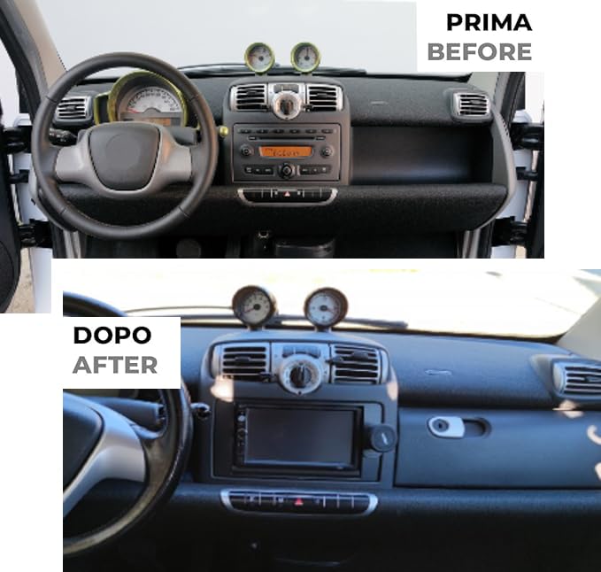 BSSTORE® Mascherina 2DIN Adattatore Autoradio Cornice Stereo Per Fortwo Dal 2010 In Poi