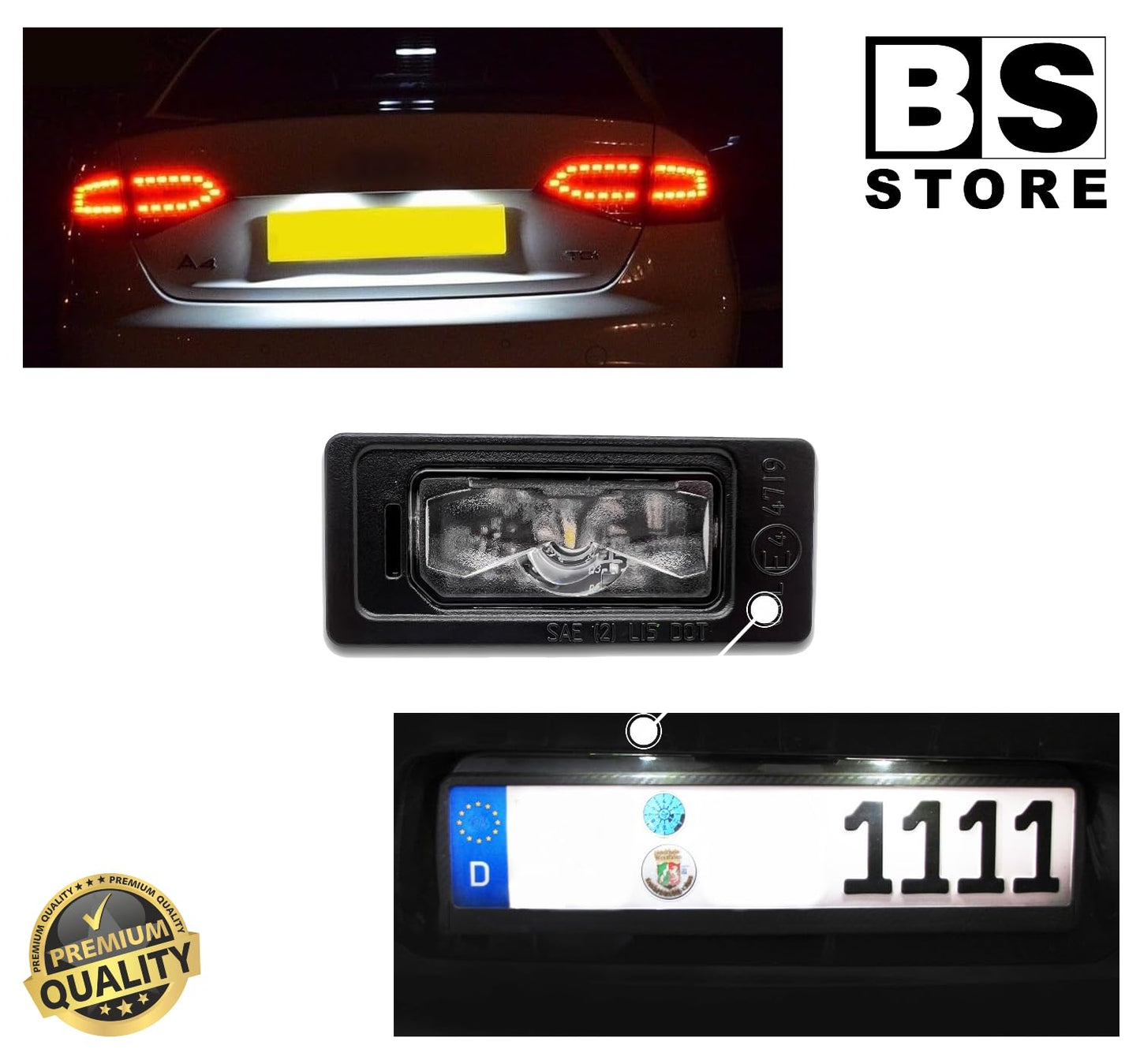 BSSTORE® Fanale Luce Targa A Led Compatibile Con A3/A4/Q7/Tiguan/Passat E Molte Altre Auto