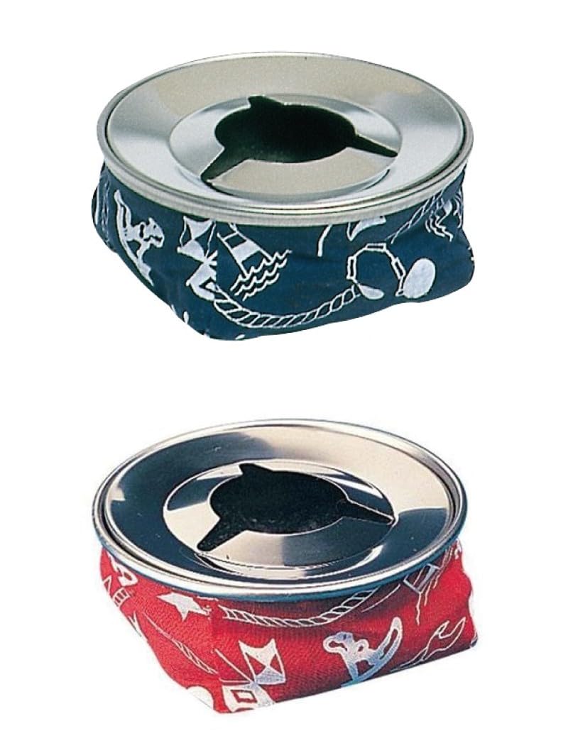 BSSTORE Posacenere da Tavolo in Acciaio con Sacchetto in Cotone Decorato Stile Nautico – Diametro 105 mm – Antivento, Elegante e Resistente per Interni ed Esterni