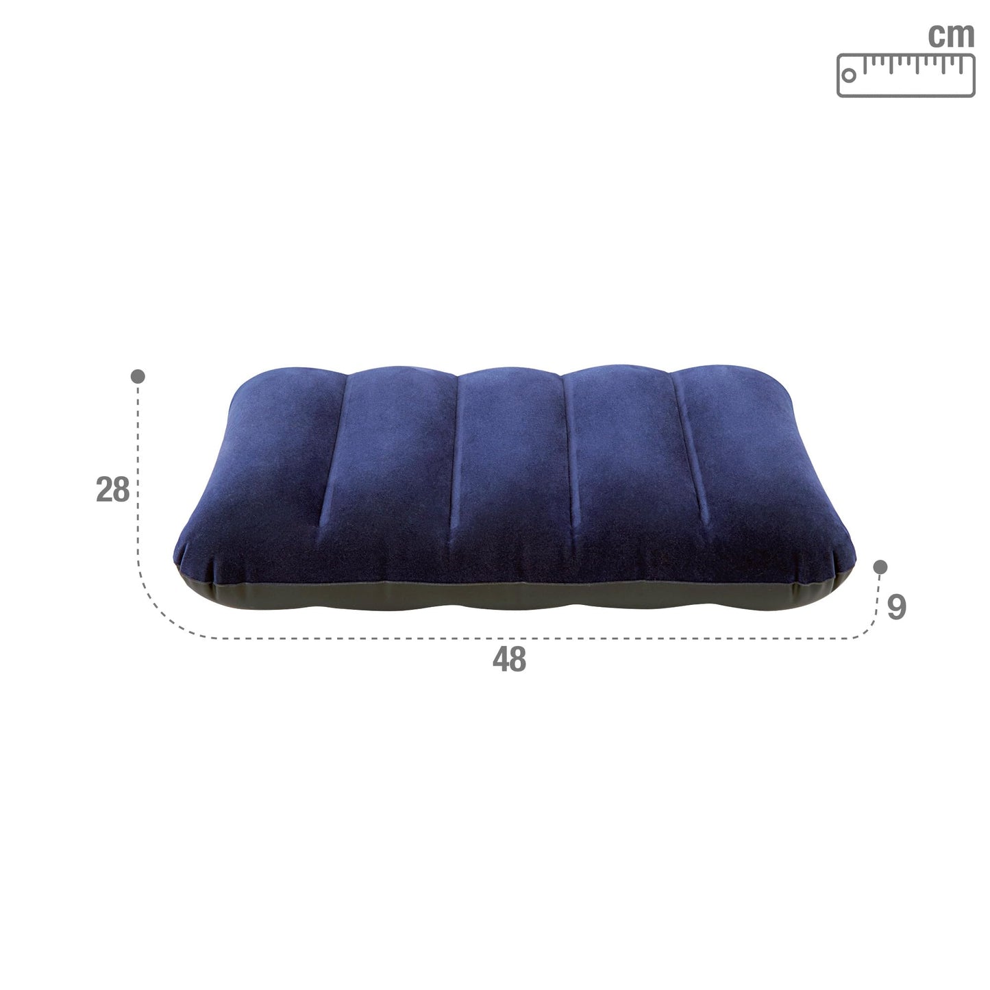 Intex 68672 - Cuscino Gonfiabile Camping Floccato Blu, Vinile, Blu, 43x28x9 cm
