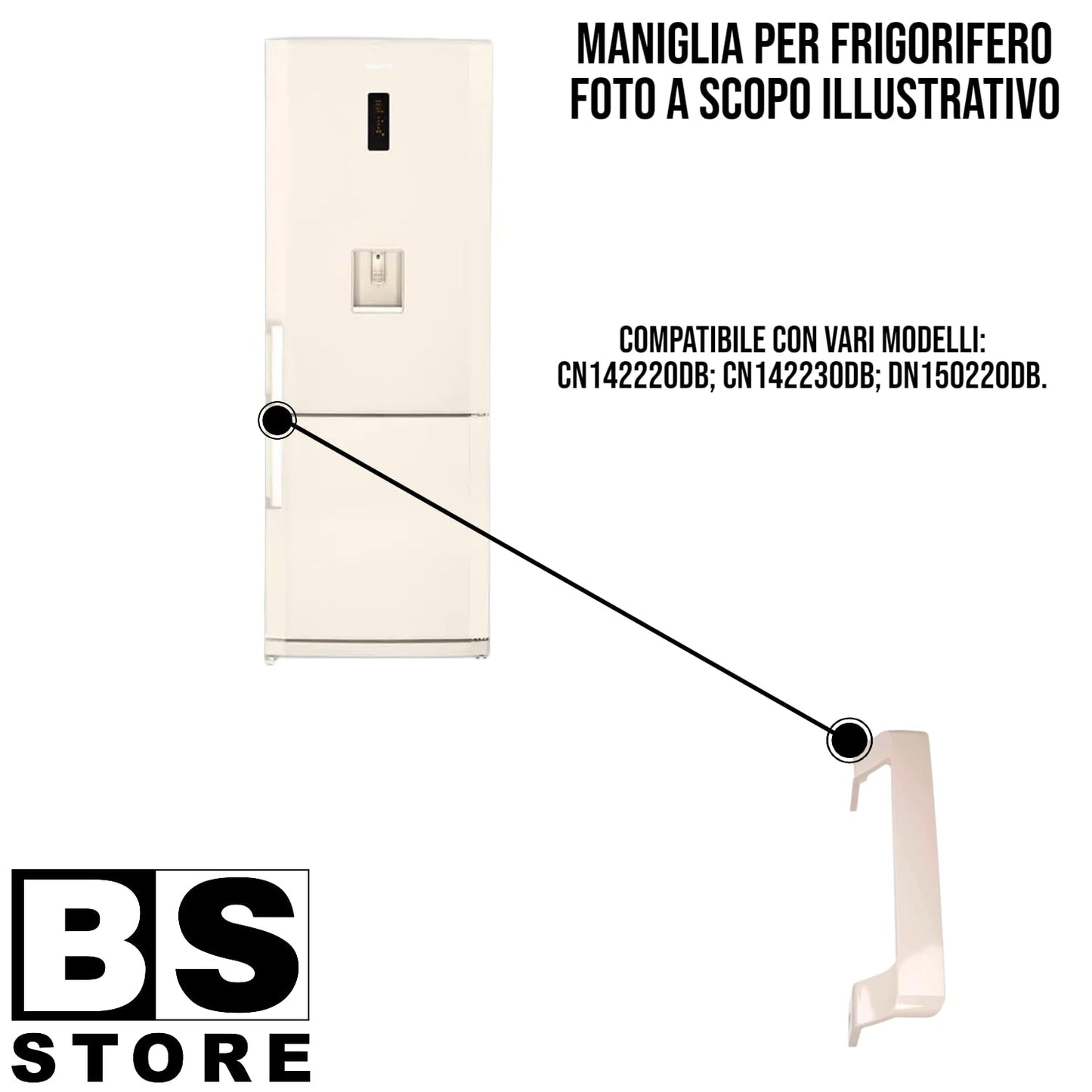 BSSTORE Maniglia Frigorifero Beige Compatibile Con Vari Modelli Equivalente a 4900060800