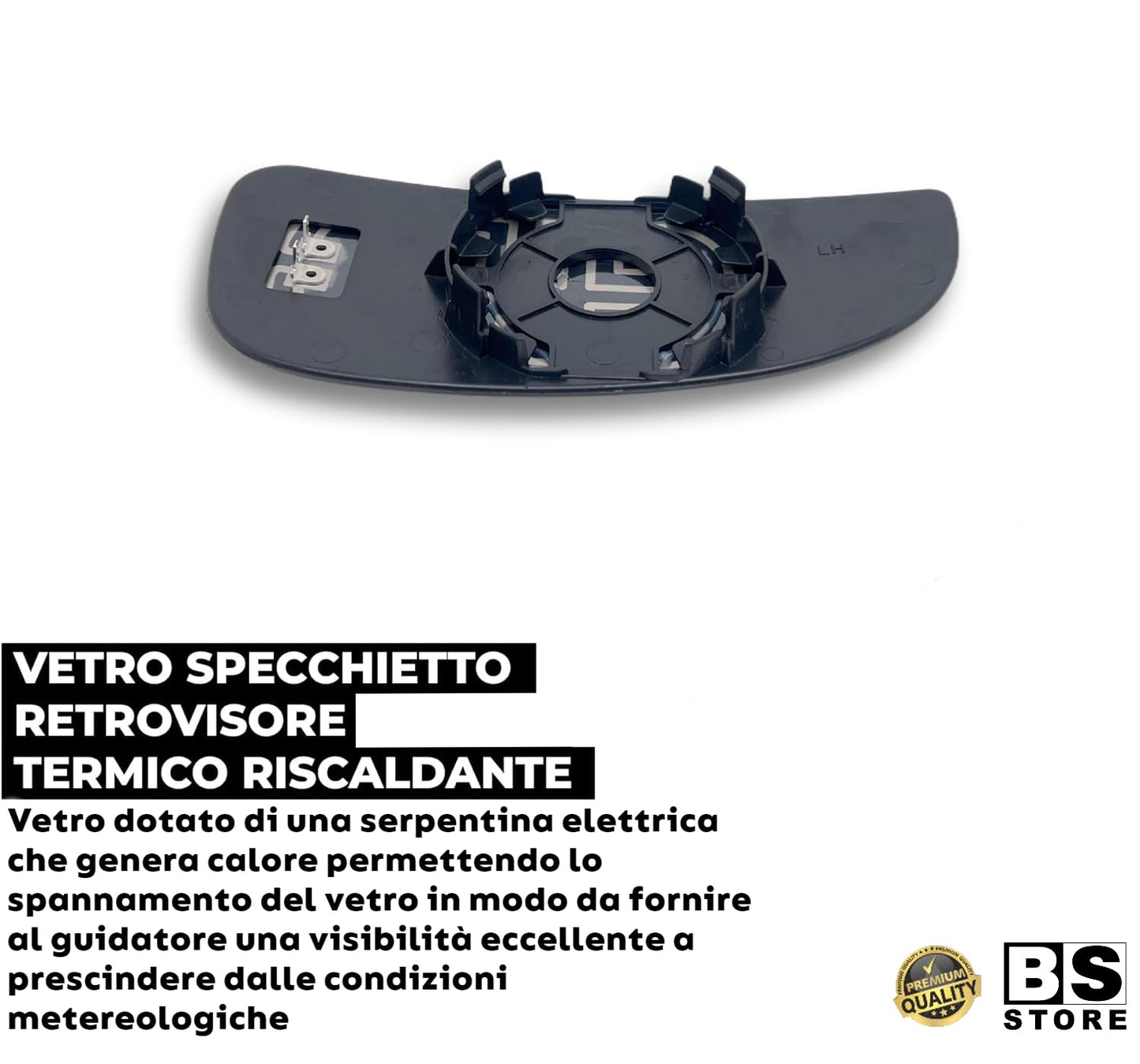 BSSTORE Piastra Vetro Specchio Retrovisore Inferiore Termico Compatibile Con DUCATO - JUMPER - BOXER - MOVANO