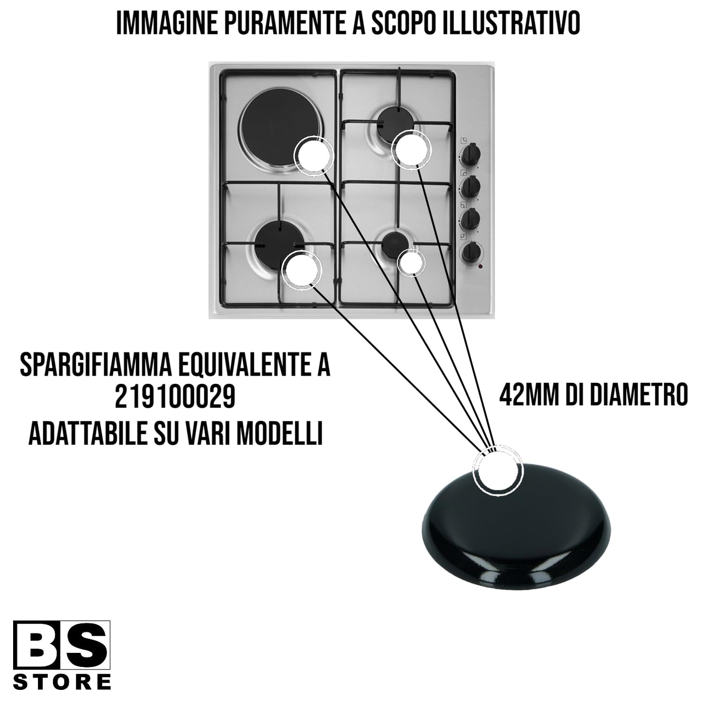 BSSTORE Spartifiamma Adattabile Su Vari Modelli Equivalente A 219100029 Diametro 42Mm