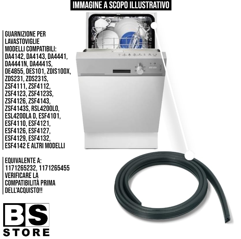 BSSTORE Guarnizione Per Lavastoviglie Equivalente A 1171265455 Compatibile Con Vari Marchi E Modelli