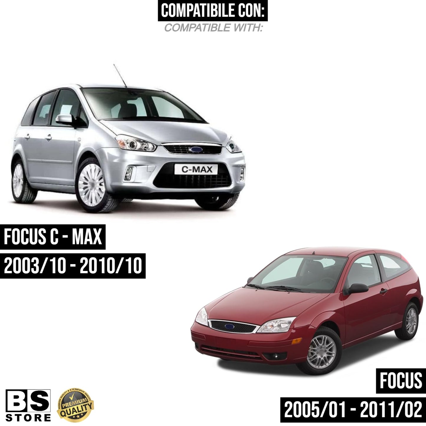 BSSTORE Fanalino Luce Targa Posteriore Compatible Con FOCUS | FOCUS C - MAX