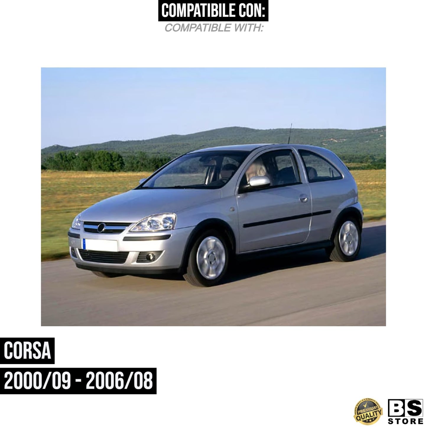BSSTORE Piastra Vetro Specchio Retrovisore Compatibile Con CORSA 2000-2006 (Destra - Lato Passeggero)