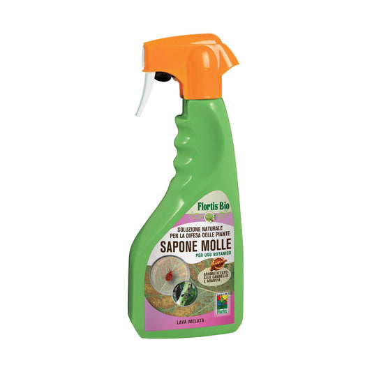 Flortis, Sapone Molle RTU, Corroborante Biologico, Potenzia le difese delle piante Contro Ragnetto Rosso, Acari e Fumaggini, Formato da 500 ml
