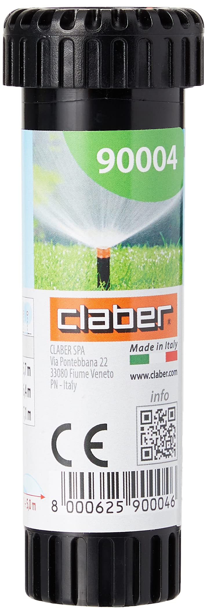 Claber 90004 - Pop-up regolabile da 0° a 350°; escursione dal terreno di 2", colore Nero