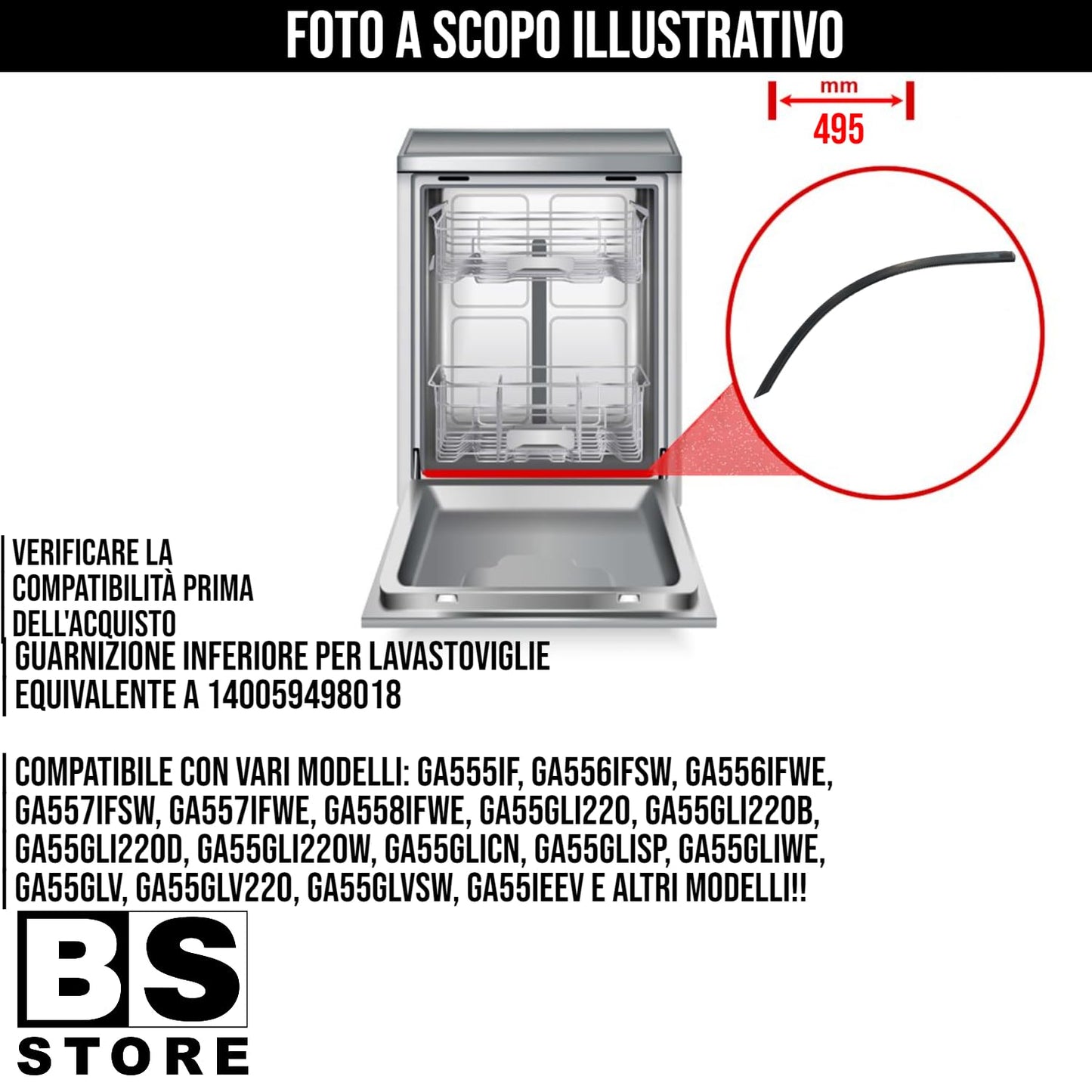 BSSTORE Guarnizione Lavastoviglie Equivalente A 140059498018